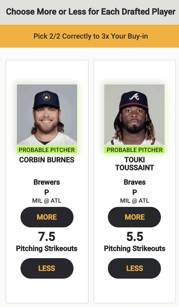 Fantasy Baseball rankings MLB DFS Picks Monkey Knife Fight strikeouts Braves Brewers Corbin Burnes projections ownership rankings free expert las vegas betting odds prop bets best bets